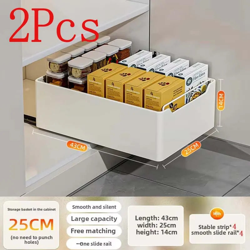 đœïžđ§ Tiroir de Rangement Coulissant pour Cuisine â ĂtagĂšre de Rangement avec GlissiĂšres | Organiseur dâĂpices & Accessoires