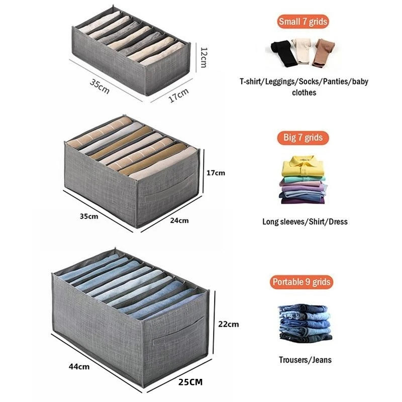 👕🧦 Organiseur de Rangement pour Armoire – Boîte de Rangement Pliable pour Pantalons, Jeans, Sous-vêtements, T-shirts & Chaussettes