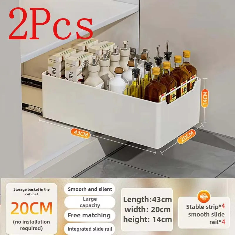đœïžđ§ Tiroir de Rangement Coulissant pour Cuisine â ĂtagĂšre de Rangement avec GlissiĂšres | Organiseur dâĂpices & Accessoires