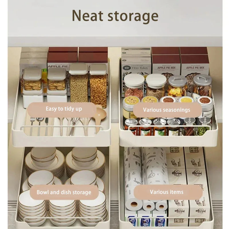 đœïžđ§ Tiroir de Rangement Coulissant pour Cuisine â ĂtagĂšre de Rangement avec GlissiĂšres | Organiseur dâĂpices & Accessoires