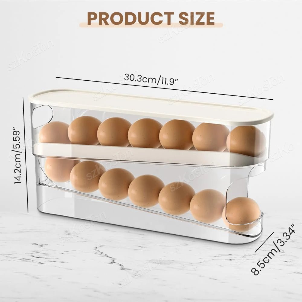 Boîte de rangement pour œufs à 2 niveaux – Distributeur automatique à défilement pour réfrigérateur - Orgnestly