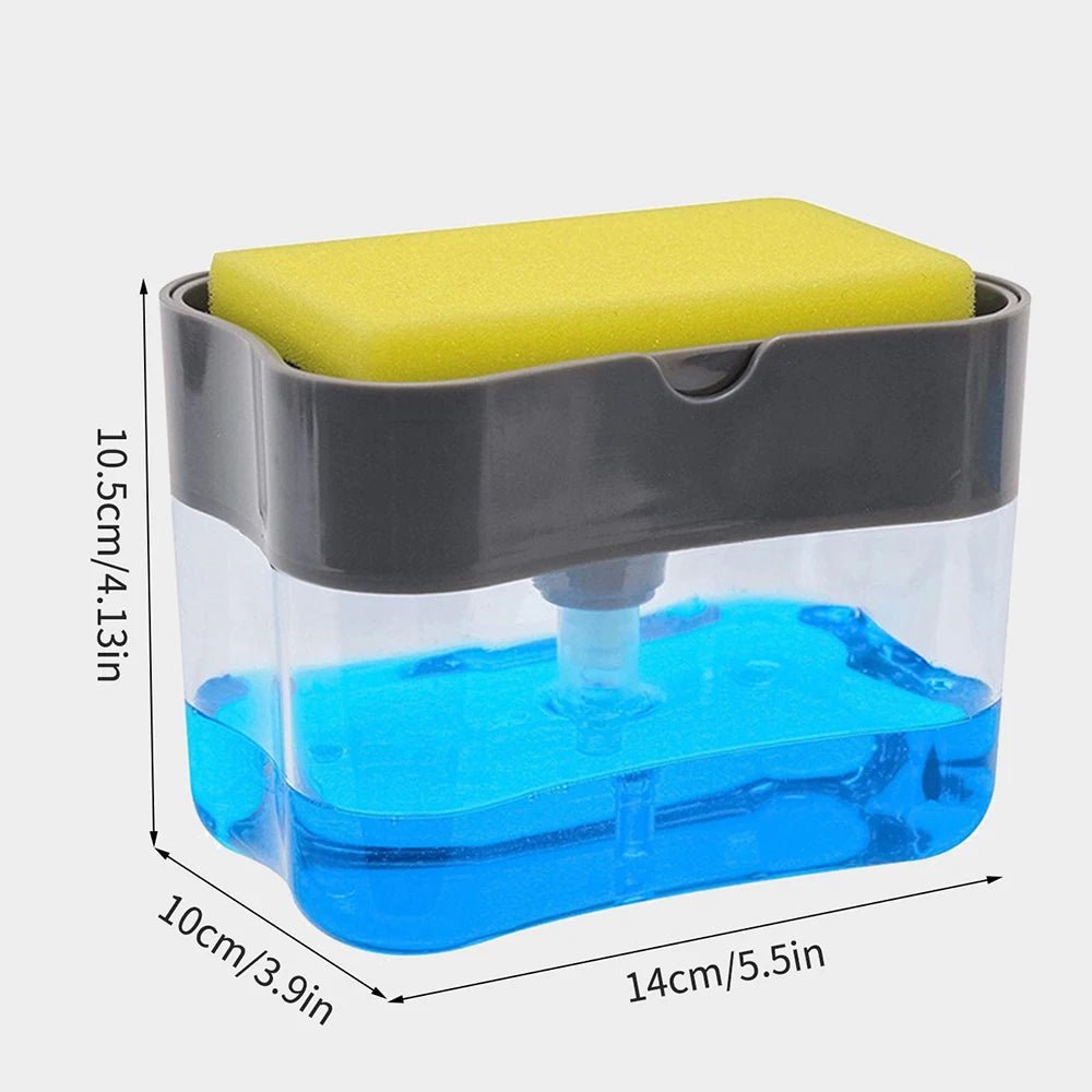 Distributeur de Savon Liquide Cuisine 2 en 1 – Recharge Facile, Robuste – Support pour Éponge, Chiffon, Brosse – Noir Élégant - Orgnestly