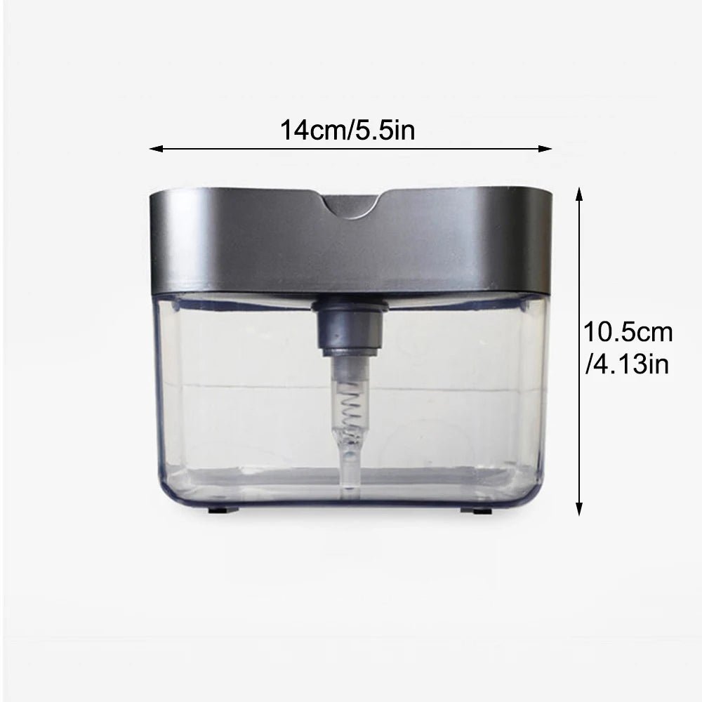 Distributeur de Savon Liquide Cuisine 2 en 1 – Recharge Facile, Robuste – Support pour Éponge, Chiffon, Brosse – Noir Élégant - Orgnestly