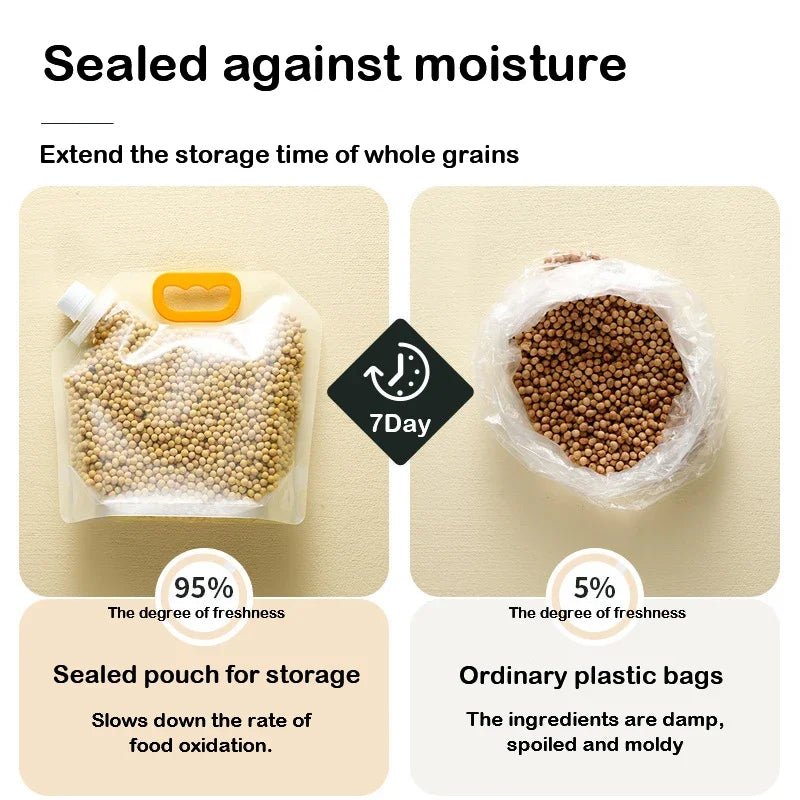 Lot de 2 sacs de rangement pour grains – Sacs transparents portables, anti - humidité et anti - insectes, réutilisables - Orgnestly