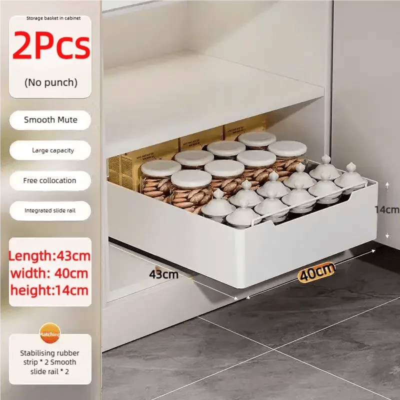 đœïžđ§ Tiroir de Rangement Coulissant pour Cuisine â ĂtagĂšre de Rangement avec GlissiĂšres | Organiseur dâĂpices & Accessoires - Orgnestly