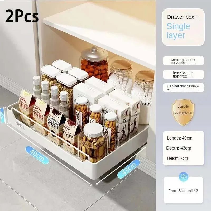đœïžđ§ Tiroir de Rangement Coulissant pour Cuisine â ĂtagĂšre de Rangement avec GlissiĂšres | Organiseur dâĂpices & Accessoires - Orgnestly