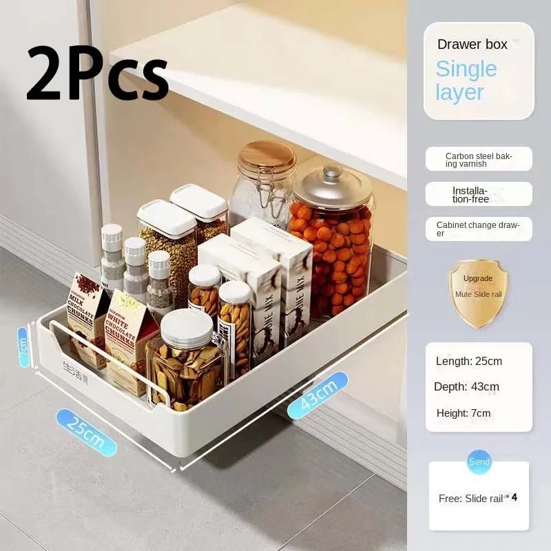 đœïžđ§ Tiroir de Rangement Coulissant pour Cuisine â ĂtagĂšre de Rangement avec GlissiĂšres | Organiseur dâĂpices & Accessoires - Orgnestly