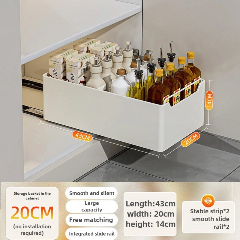 đœïžđ§ Tiroir de Rangement Coulissant pour Cuisine â ĂtagĂšre de Rangement avec GlissiĂšres | Organiseur dâĂpices & Accessoires - Orgnestly