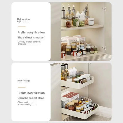 🍽️🧂 Tiroir de Rangement Coulissant pour Cuisine – Étagère de Rangement avec Glissières | Organiseur d’Épices & Accessoires