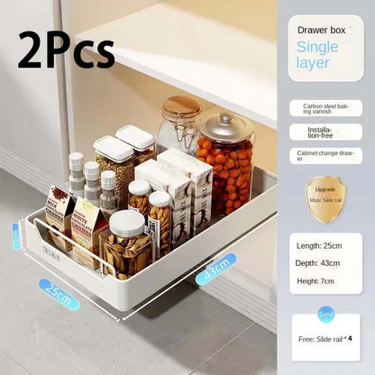 🍽️🧂 Tiroir de Rangement Coulissant pour Cuisine – Étagère de Rangement avec Glissières | Organiseur d’Épices & Accessoires