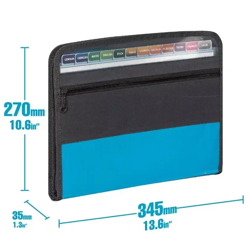 📁 Organiseur de Documents Accordéon avec Fermeture Éclair 🔒 – 13 Pochettes Extensibles + Trousse Frontale 🖊️