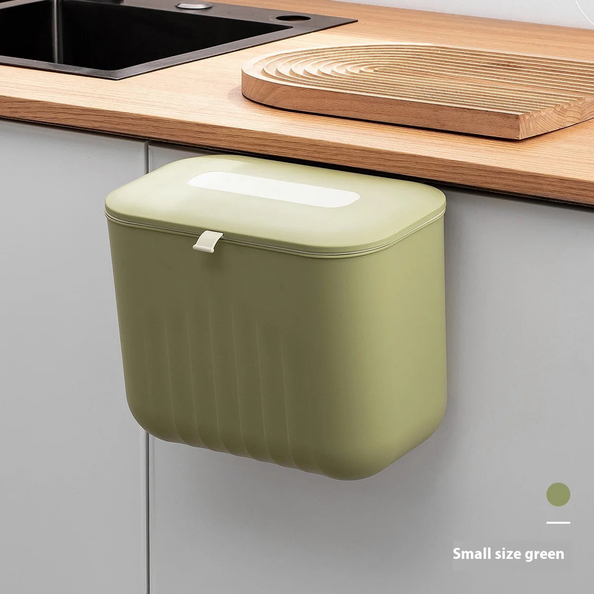 🗑️ Poubelle Murale Sans Perçage avec Couvercle – Poignée Silicone & Double Ouverture | Bac de Rangement PP pour Papier et Déchets