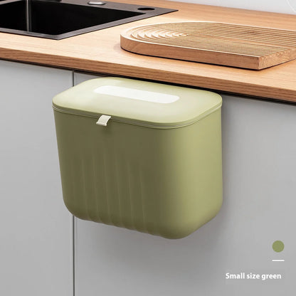 🗑️ Poubelle Murale Sans Perçage avec Couvercle – Poignée Silicone & Double Ouverture | Bac de Rangement PP pour Papier et Déchets