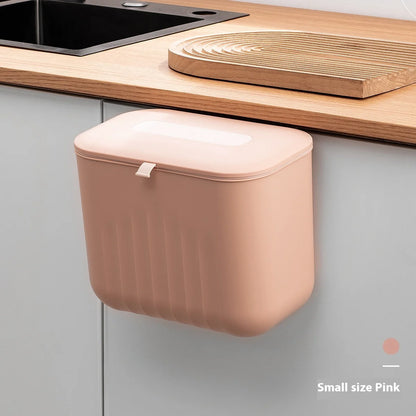 🗑️ Poubelle Murale Sans Perçage avec Couvercle – Poignée Silicone & Double Ouverture | Bac de Rangement PP pour Papier et Déchets