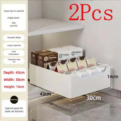 🍽️🧂 Tiroir de Rangement Coulissant pour Cuisine – Étagère de Rangement avec Glissières | Organiseur d’Épices & Accessoires