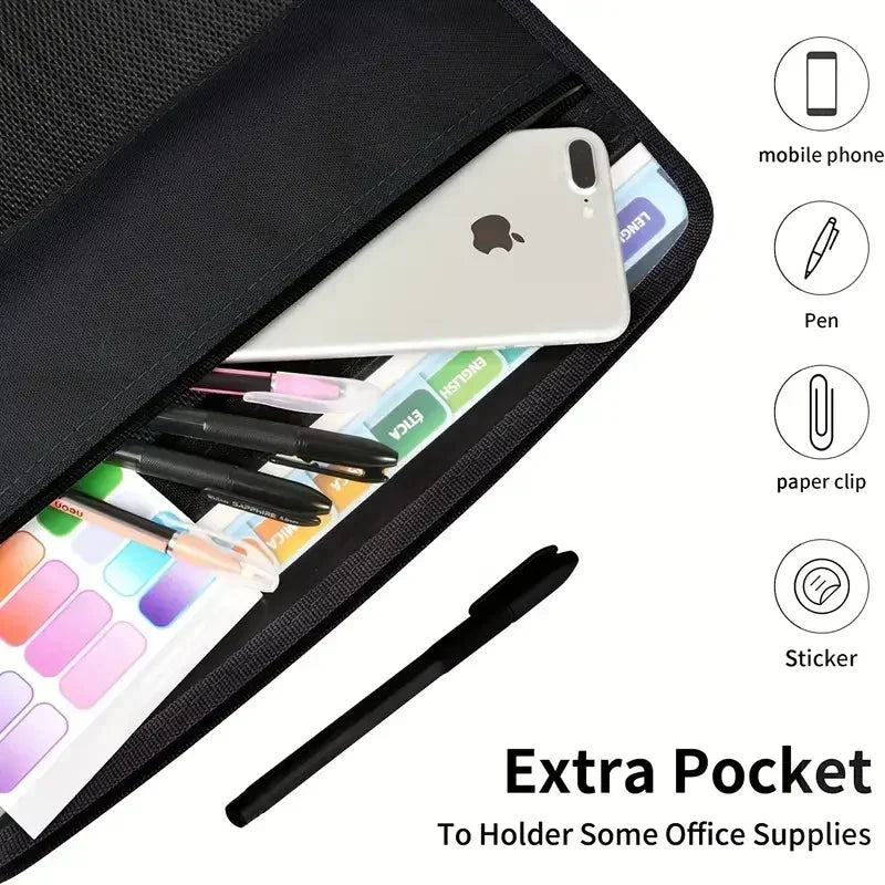 📁 Organiseur de Documents Accordéon avec Fermeture Éclair 🔒 – 13 Pochettes Extensibles + Trousse Frontale 🖊️
