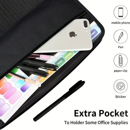 📁 Organiseur de Documents Accordéon avec Fermeture Éclair 🔒 – 13 Pochettes Extensibles + Trousse Frontale 🖊️