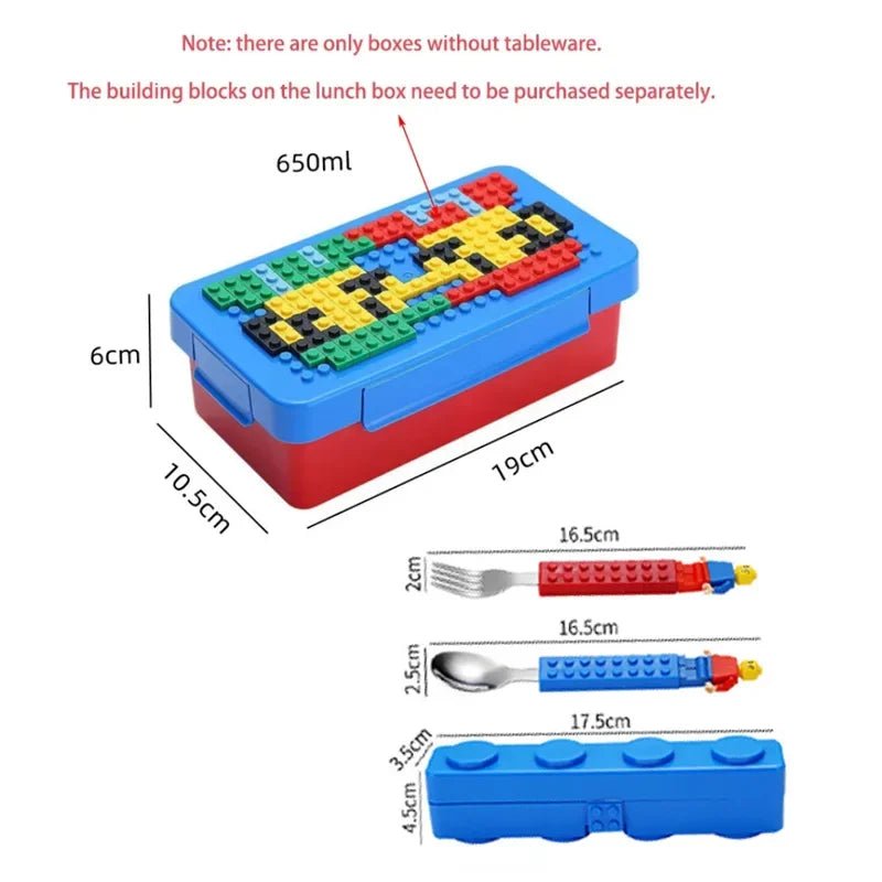 🧱 Boîte à Lunch Portable avec Fermeture Étanche – Blocs de Construction Colorés | Bento Enfants & Étudiants | Boîte Repas Pique - Nique & Salade de Fruits - Orgnestly