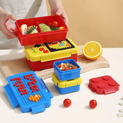 🧱 Boîte à Lunch Portable avec Fermeture Étanche – Blocs de Construction Colorés | Bento Enfants & Étudiants | Boîte Repas Pique - Nique & Salade de Fruits - Orgnestly