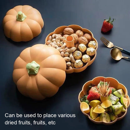 🎃🍬 Boîte à Snacks Citrouille – Double Couches Détachables | Plateau Multifonction pour Fruits Secs, Bonbons &amp; Friandises - Orgnestly