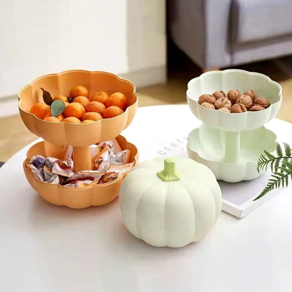 🎃🍬 Boîte à Snacks Citrouille – Double Couches Détachables | Plateau Multifonction pour Fruits Secs, Bonbons &amp; Friandises - Orgnestly