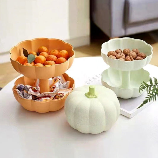🎃🍬 Boîte à Snacks Citrouille – Double Couches Détachables | Plateau Multifonction pour Fruits Secs, Bonbons &amp; Friandises - Orgnestly