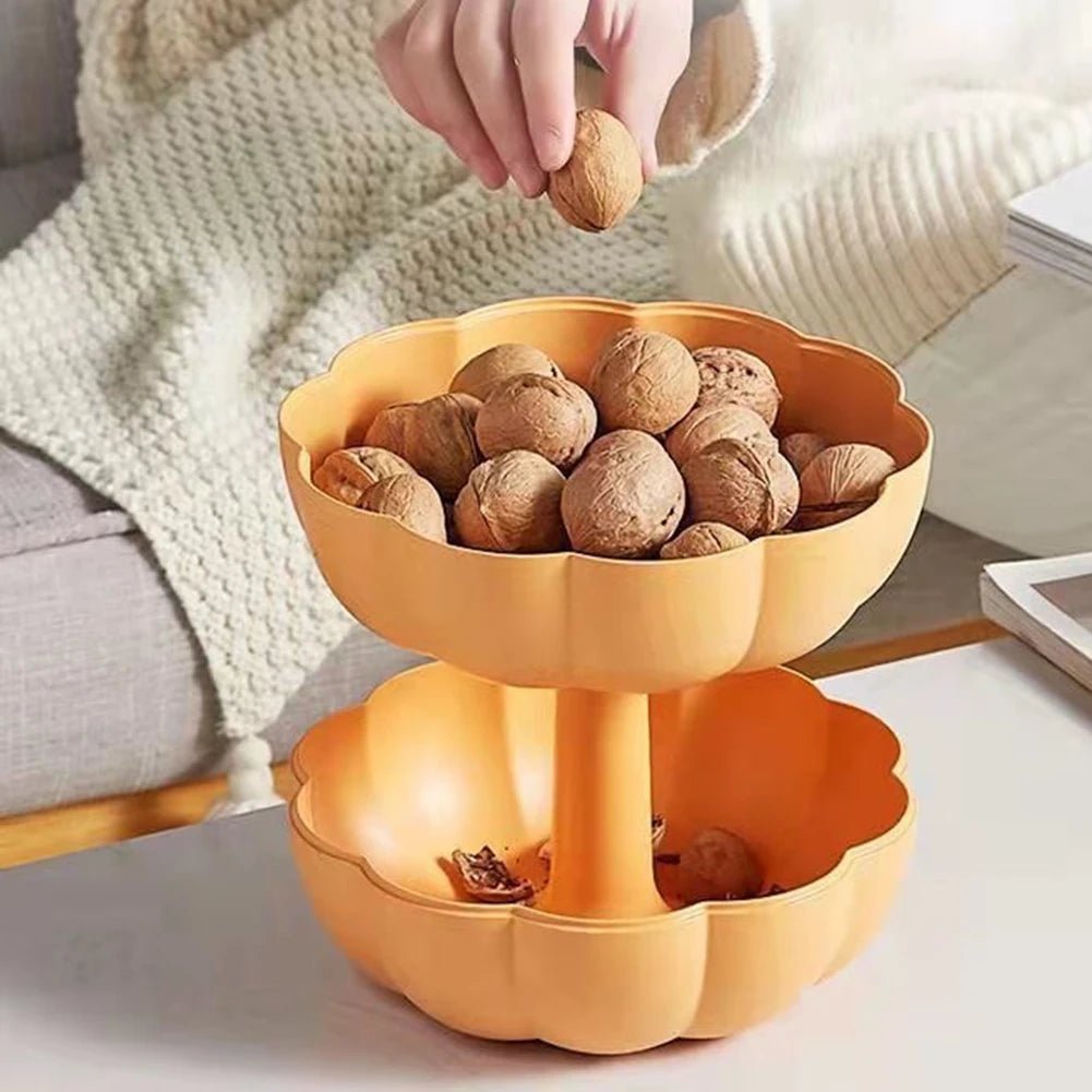 🎃🍬 Boîte à Snacks Citrouille – Double Couches Détachables | Plateau Multifonction pour Fruits Secs, Bonbons &amp; Friandises - Orgnestly