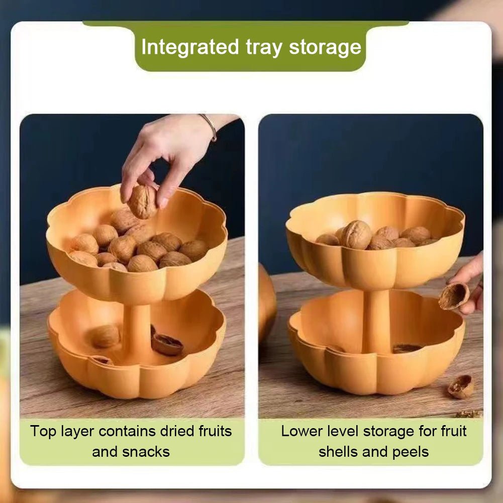 🎃🍬 Boîte à Snacks Citrouille – Double Couches Détachables | Plateau Multifonction pour Fruits Secs, Bonbons &amp; Friandises - Orgnestly
