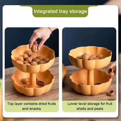 🎃🍬 Boîte à Snacks Citrouille – Double Couches Détachables | Plateau Multifonction pour Fruits Secs, Bonbons &amp; Friandises - Orgnestly