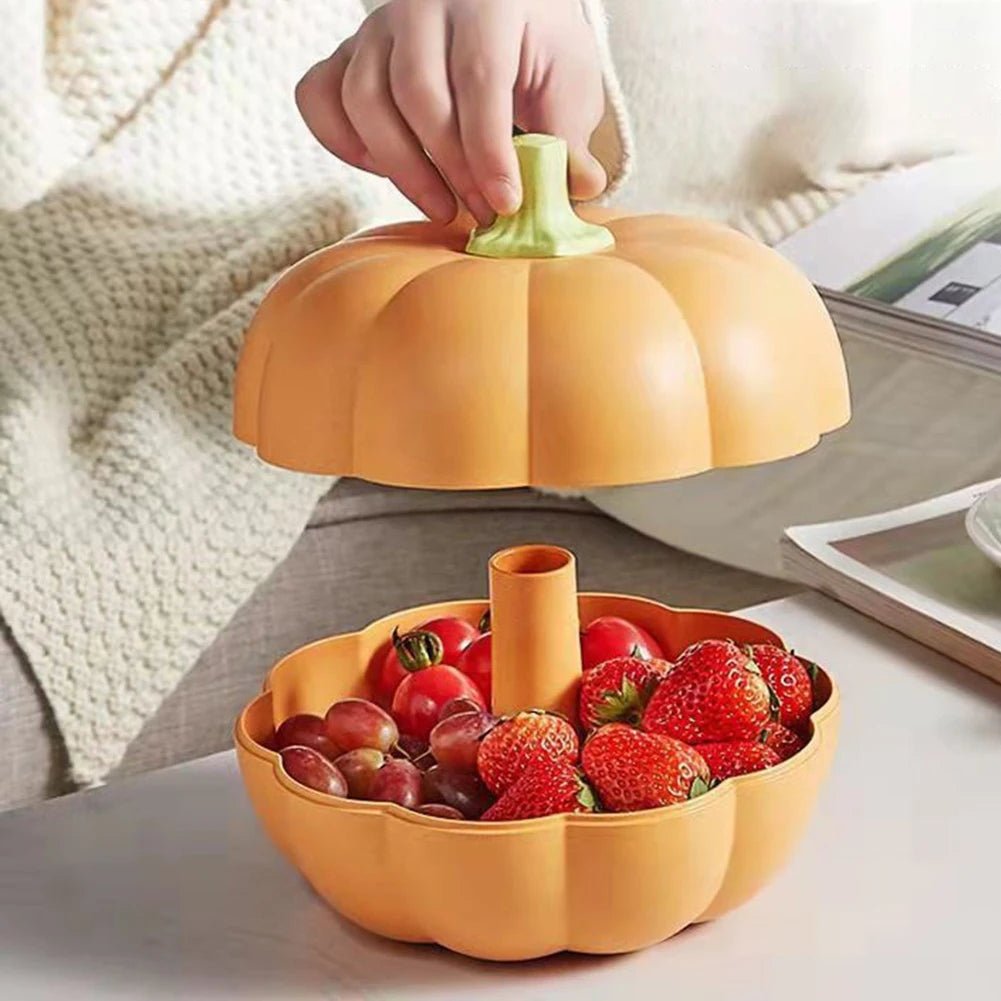 🎃🍬 Boîte à Snacks Citrouille – Double Couches Détachables | Plateau Multifonction pour Fruits Secs, Bonbons &amp; Friandises - Orgnestly