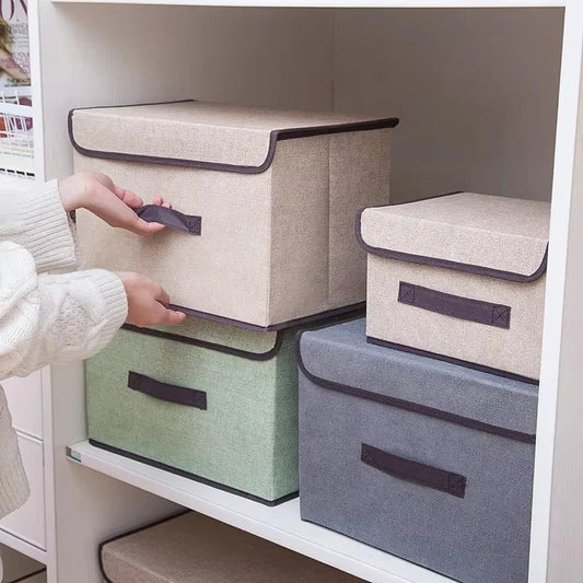Boîte de Rangement Pliable en Tissu Non - Tissé – Grise, pour Vêtements, Sous - Vêtements, Chaussettes, Jouets d’Enfants et Cosmétiques - Orgnestly