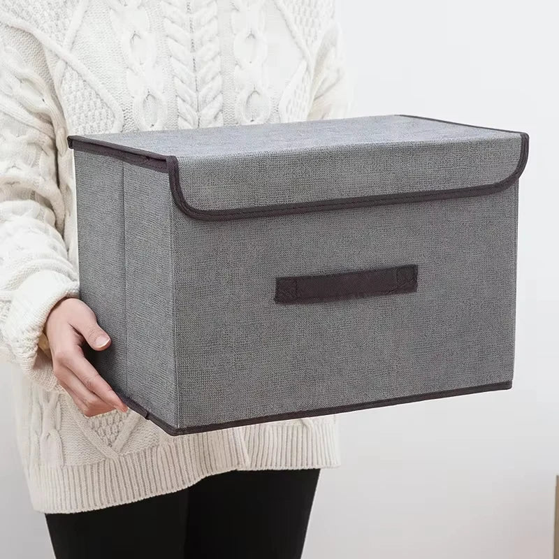 Boîte de Rangement Pliable en Tissu Non - Tissé – Grise, pour Vêtements, Sous - Vêtements, Chaussettes, Jouets d’Enfants et Cosmétiques - Orgnestly