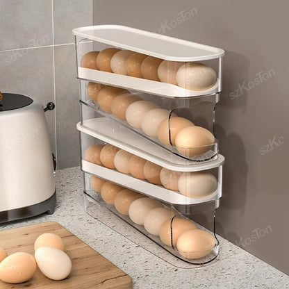 Boîte de rangement pour œufs à 2 niveaux – Distributeur automatique à défilement pour réfrigérateur - Orgnestly