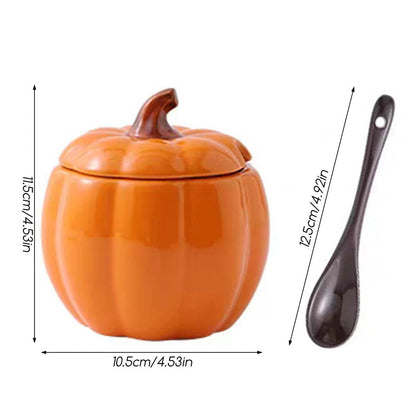 🎃🍲 Bol à Soupe en Céramique 400 ml – Forme Citrouille Créative avec Couvercle | Bol XXL pour Soupe, Nouilles & Décoration Halloween - Orgnestly