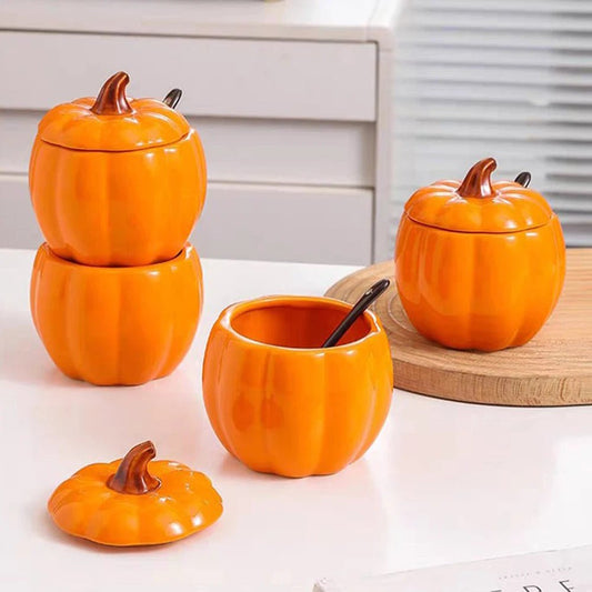 🎃🍲 Bol à Soupe en Céramique 400 ml – Forme Citrouille Créative avec Couvercle | Bol XXL pour Soupe, Nouilles & Décoration Halloween - Orgnestly