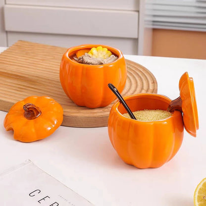 🎃🍲 Bol à Soupe en Céramique 400 ml – Forme Citrouille Créative avec Couvercle | Bol XXL pour Soupe, Nouilles & Décoration Halloween - Orgnestly