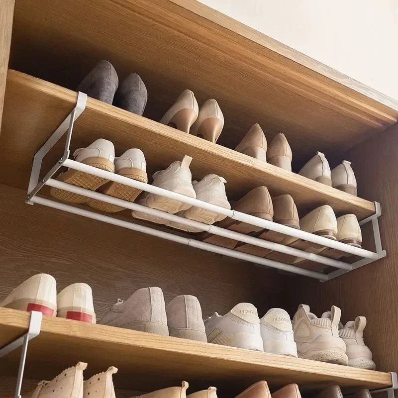 Étagère à Chaussures Ajustable – Organisateur Gain de Place à Niveaux pour Meuble à Chaussures avec Panier Suspendu - Orgnestly