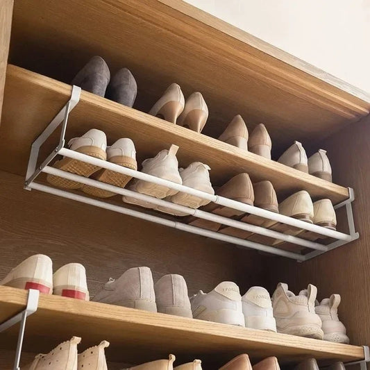 Étagère à Chaussures Ajustable – Organisateur Gain de Place à Niveaux pour Meuble à Chaussures avec Panier Suspendu - Orgnestly