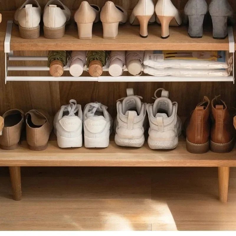 Étagère à Chaussures Ajustable – Organisateur Gain de Place à Niveaux pour Meuble à Chaussures avec Panier Suspendu - Orgnestly