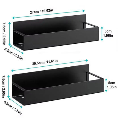 Étagère Magnétique pour Réfrigérateur – Rangement Épices & Accessoires – Fixation Latérale – Fer Noir – Organisateur de Cuisine Gain de Place - Orgnestly