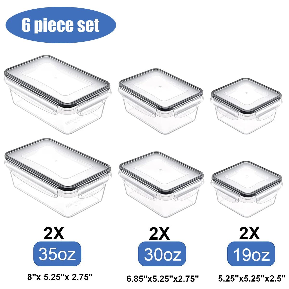 Lot de 12 boîtes alimentaires avec couvercles à clips – Contenants hermétiques en plastique pour cuisine et garde - manger (12 boîtes + 12 couvercles) - Orgnestly