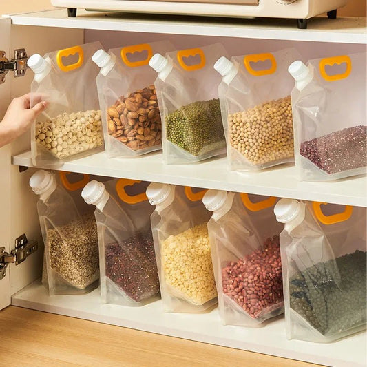 Lot de 2 sacs de rangement pour grains – Sacs transparents portables, anti - humidité et anti - insectes, réutilisables - Orgnestly