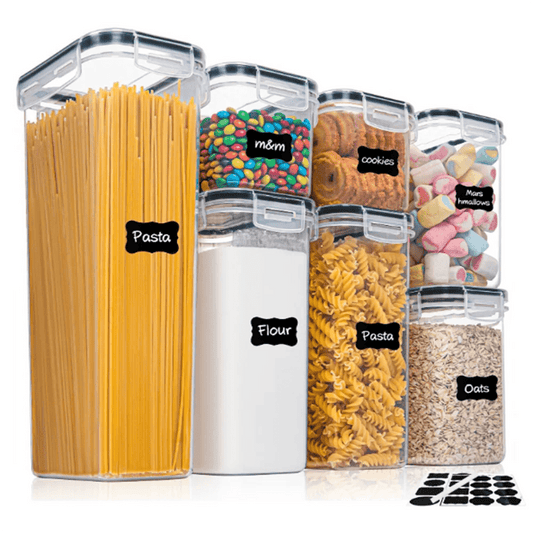 Lot de 7 boîtes alimentaires hermétiques – Sans BPA, plastique transparent, avec 10 étiquettes + 1 marqueur - Orgnestly