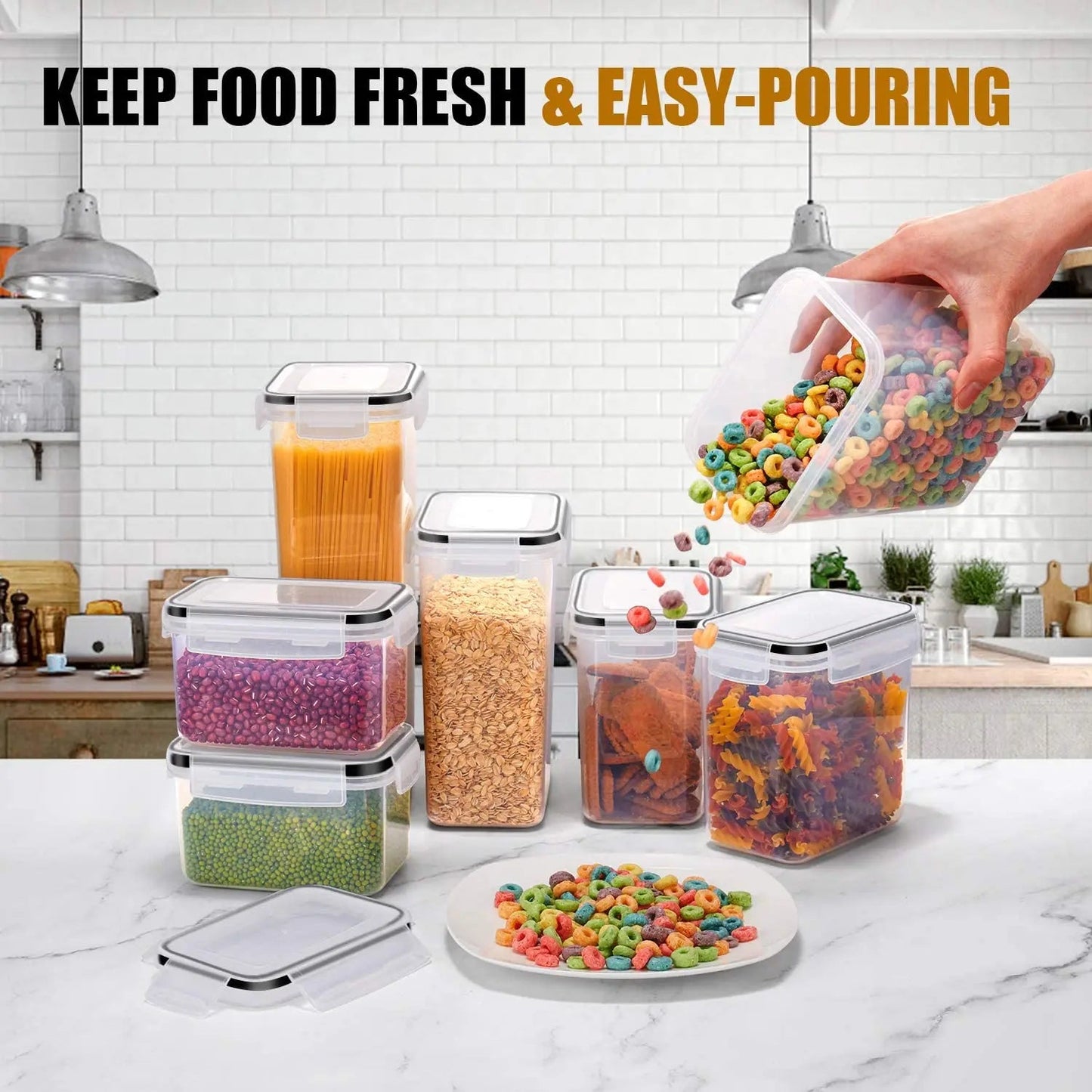 Lot de 7 boîtes alimentaires hermétiques – Sans BPA, plastique transparent, avec 10 étiquettes + 1 marqueur - Orgnestly