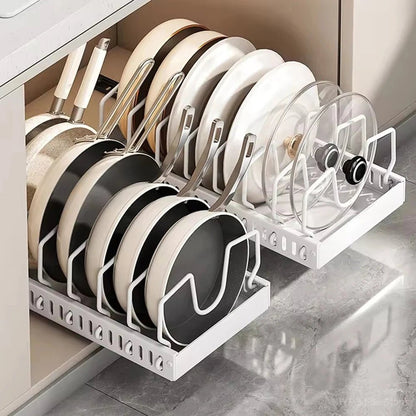 Organisateur coulissant pour casseroles, poêles et couvercles – Rangement sous meuble de cuisine - Orgnestly