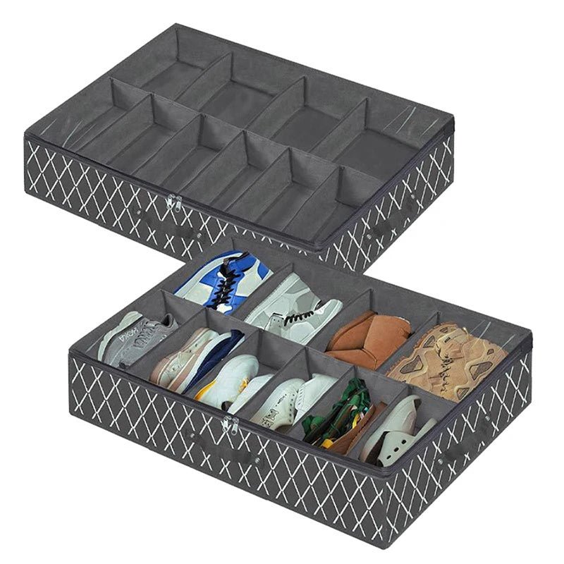 Organisateur de Chaussures sous le Lit – 1 Pièce, Pliable, Respirant, avec Fenêtre Transparente (12 à 16 Paires) - Orgnestly