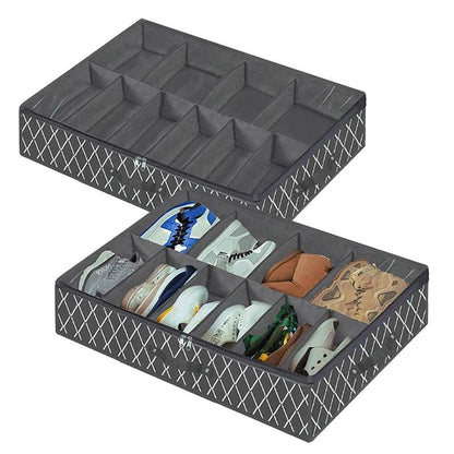 Organisateur de Chaussures sous le Lit – 1 Pièce, Pliable, Respirant, avec Fenêtre Transparente (12 à 16 Paires) - Orgnestly