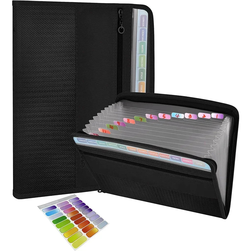 📁 Organiseur de Documents Accordéon avec Fermeture Éclair 🔒 – 13 Pochettes Extensibles + Trousse Frontale 🖊️ - Orgnestly