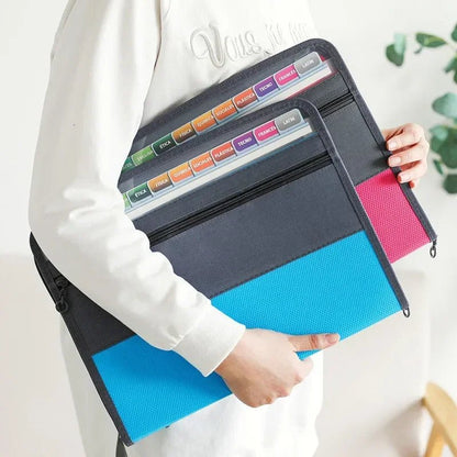 📁 Organiseur de Documents Accordéon avec Fermeture Éclair 🔒 – 13 Pochettes Extensibles + Trousse Frontale 🖊️ - Orgnestly