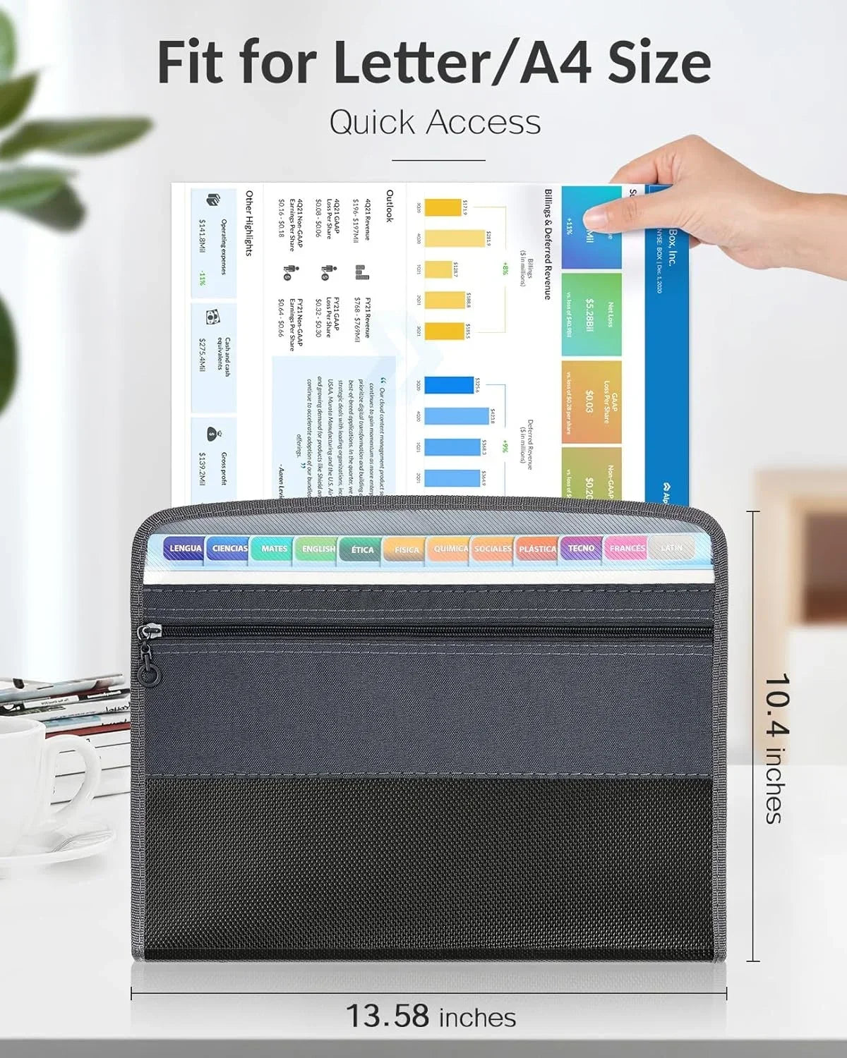 📁 Organiseur de Documents Accordéon avec Fermeture Éclair 🔒 – 13 Pochettes Extensibles + Trousse Frontale 🖊️ - Orgnestly